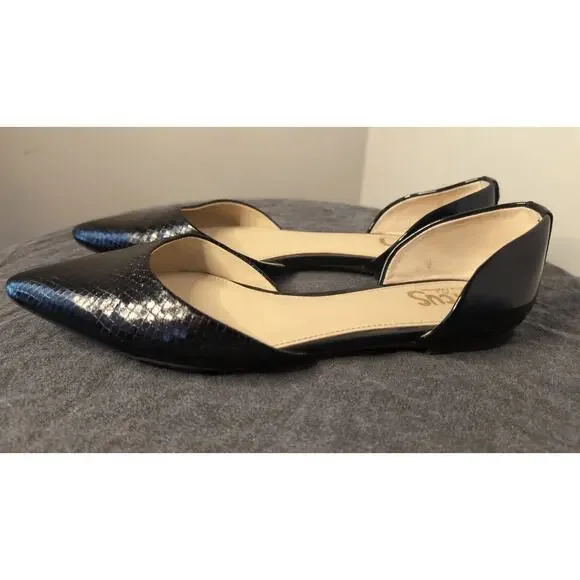 Circus by Sam Edelman Romona D'Orsay reptile scale black pointed flats 7 - Picture 4 of 7